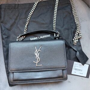 Yves Saint Laurent Sunset small bag all black with sales tag